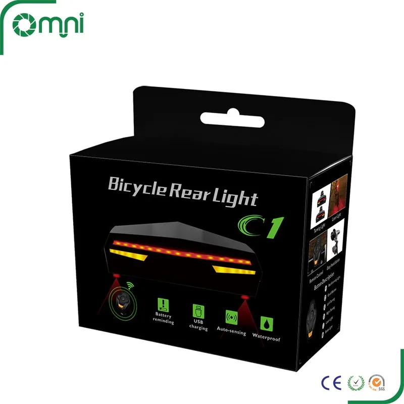 Omni nova chegada luz traseira inteligente luz da cauda da bicicleta led