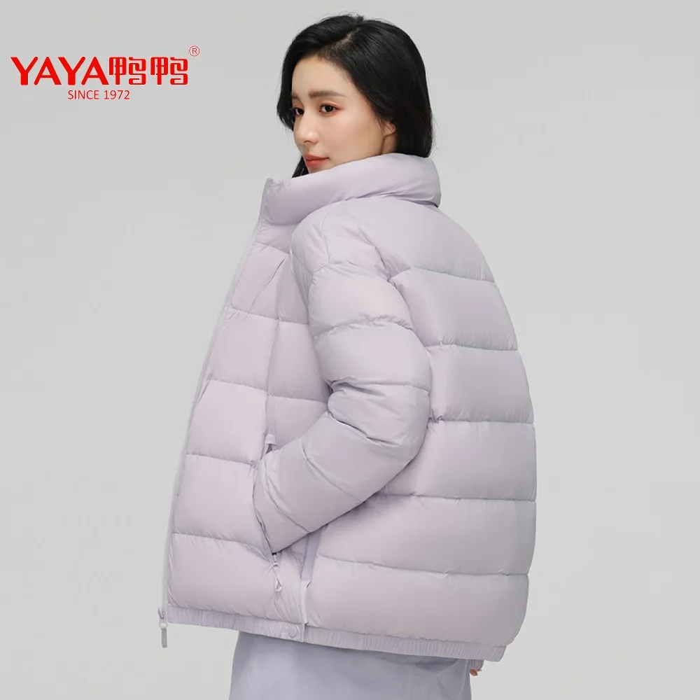 YAYA 2024 Women Man  Duck Down Jacket Casual Loose Stand-Up Collar Coat Light Easy Clothes Waterproof Windproof Warm Outwear