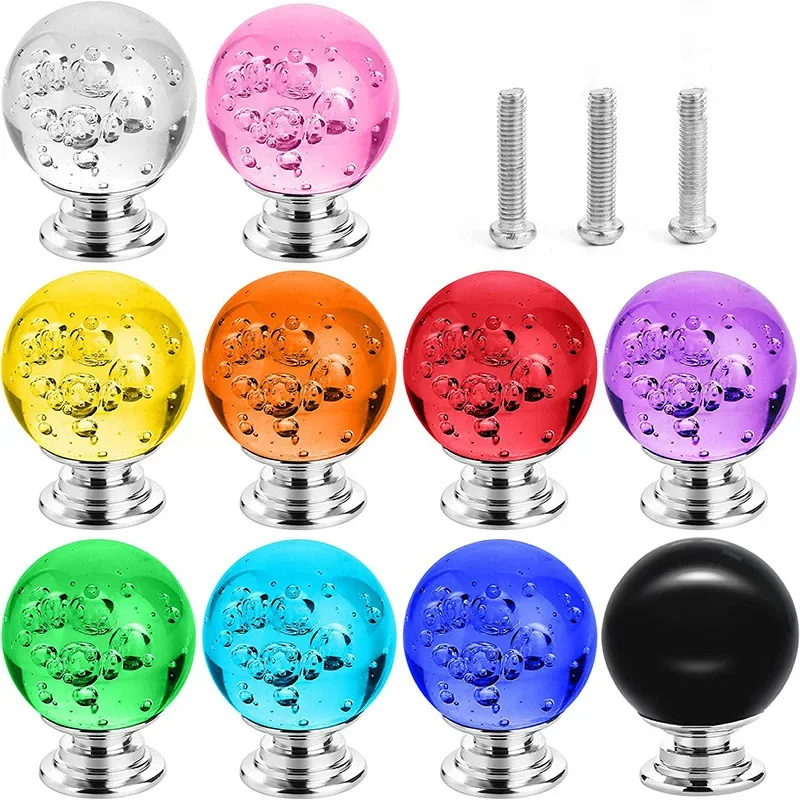 4개 30mm 원형 유리 버블 손잡이 - 캐비닛, 서랍, 옷장 및 가정용 부드러운 가구 손잡이