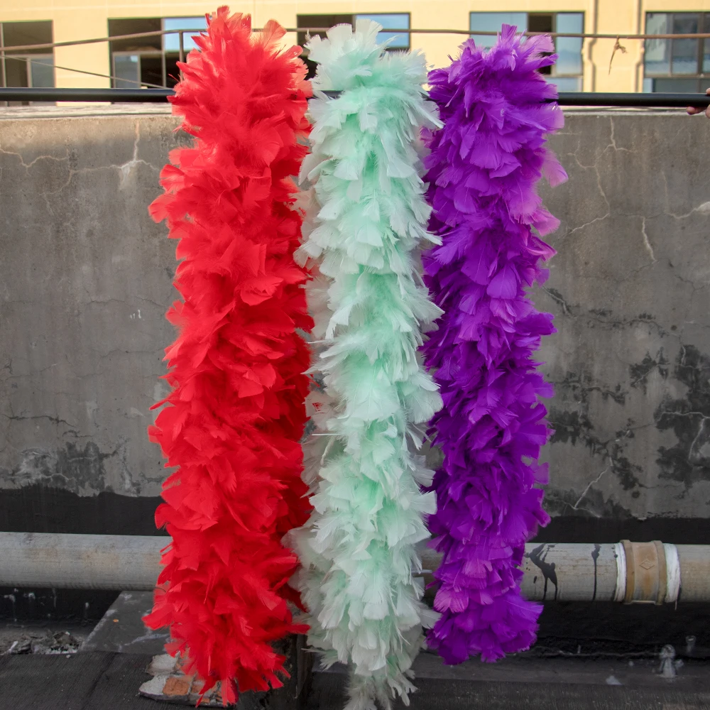 2Meter Natural Turkey Feather Boa Thick 200Gram for Craft Carnival Dress Stage perform Clothing Shawl Wedding Party Plumas Decor