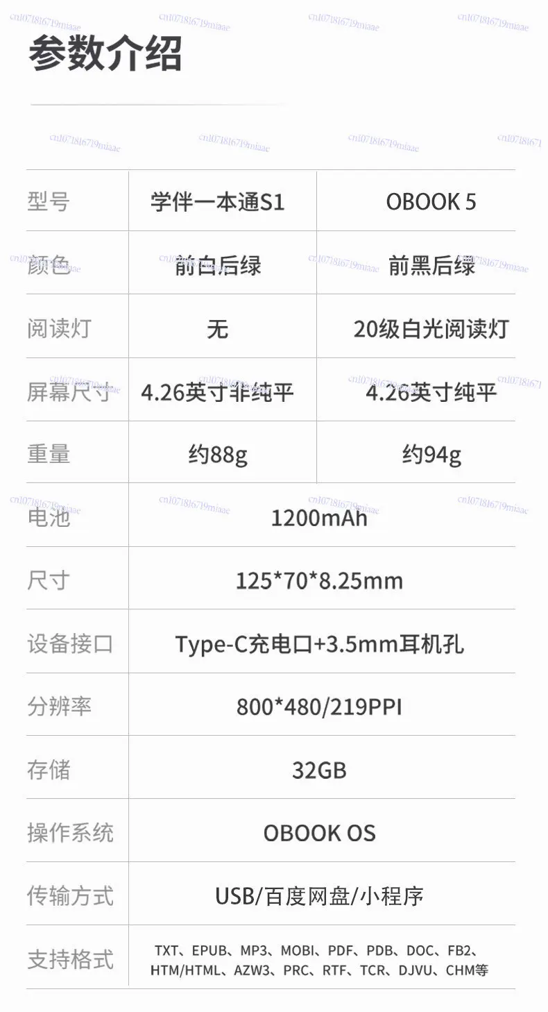 Mini lector de libros electrónicos Pantalla de tinta de 4,26 pulgadas E-reader 32G
