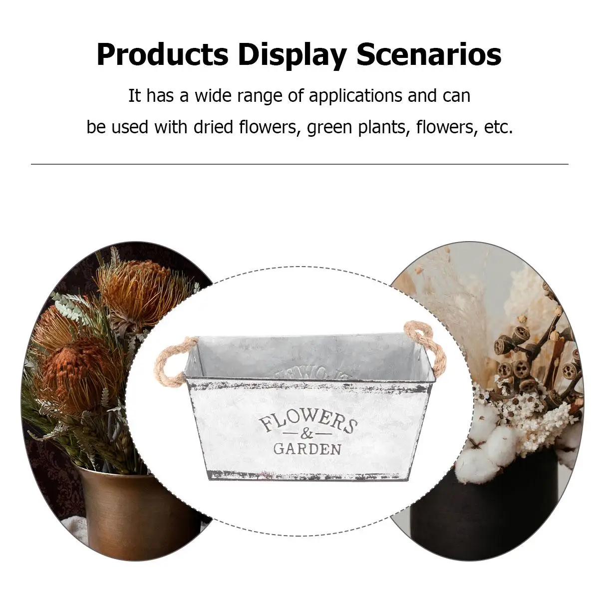 Iron Flower Bucket Handle Flower Bucket Bucket Flower Flower Holder Plant Bucket Simple Flower Bucket