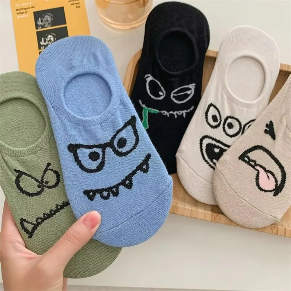 

5 Pairs Cute Cartoon Funny Female Socks Breathable Cozy Stylish Cartoon Socks Non-slip Women Boat Socks Spring and Summer
