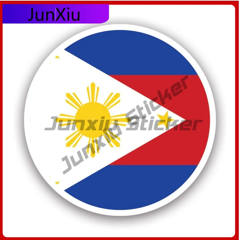 

Round Filipino Flag Sun Resistant Waterproof Vintage For Car Window Rear Windshield Helmet Removable Self Adhesive Decal
