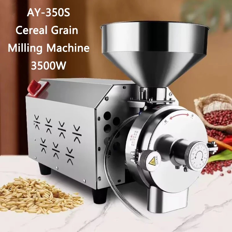 

Grain Grinding Machine 30-50kg/h Wheat Flour Grinder Stainless Steel Commercial Rice Crusher 3500W Cereal Grain Milling Machine
