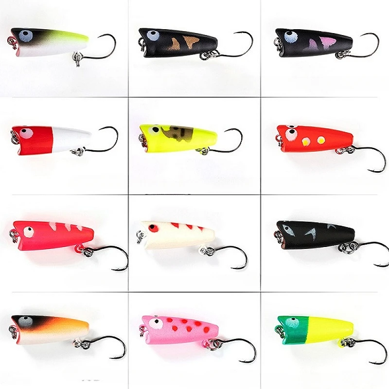 

Mini Popper 4cm 3.5g Fishing Lure Single Hook Topwater Wobbler Simulation Artificial Hard Crankbait Pesca Bait Bass Pike