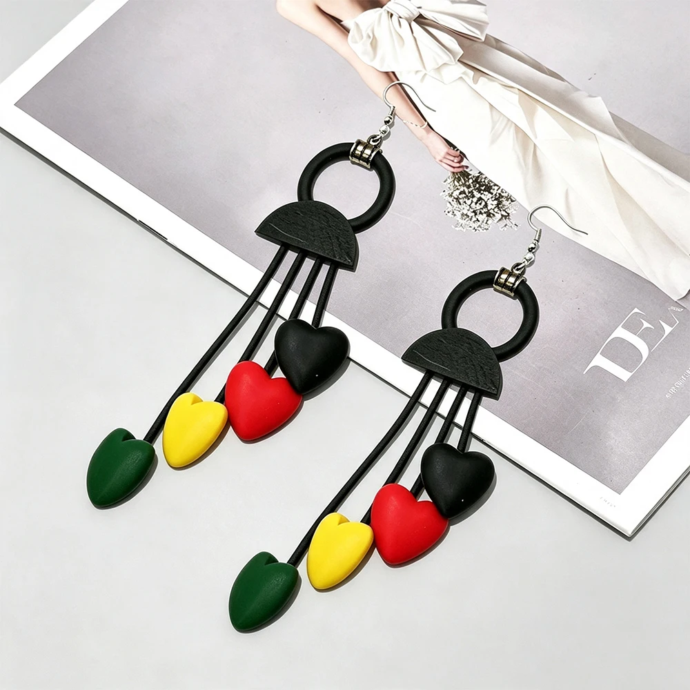 UKEBAY Bunte Herz-Ohrhänger für Damen, Boho-Statement-Ohrringe für Partygeschenk, Modeaccessoires – Detail 4