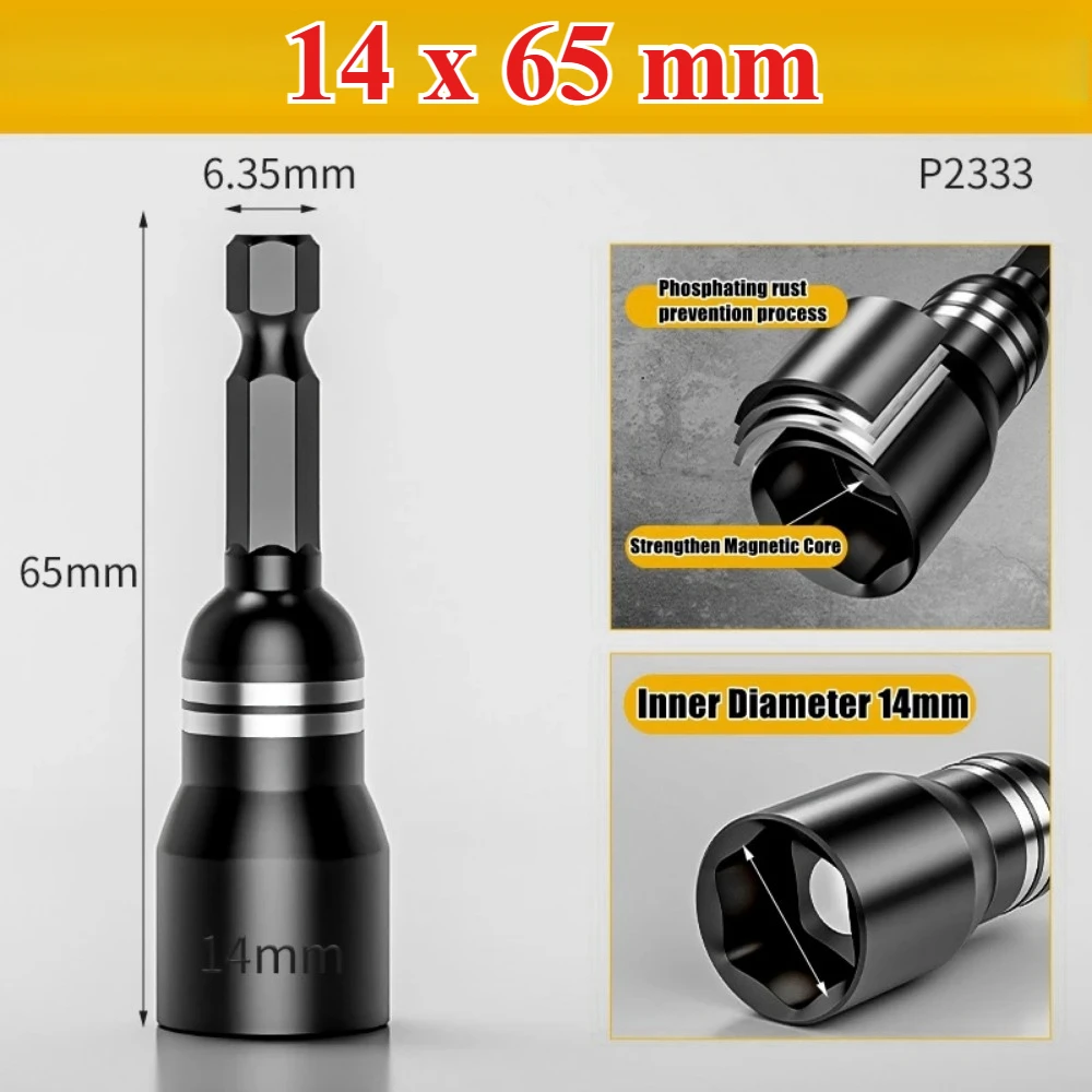 10/7/6 stücke Hex Magnetische Steckschlüssel Buchse Elektrische Bohrer Werkzeug Zubehör Auto Reparatur Werkzeug Auswirkungen Verlängerung Buchse Adapter – Detail 9