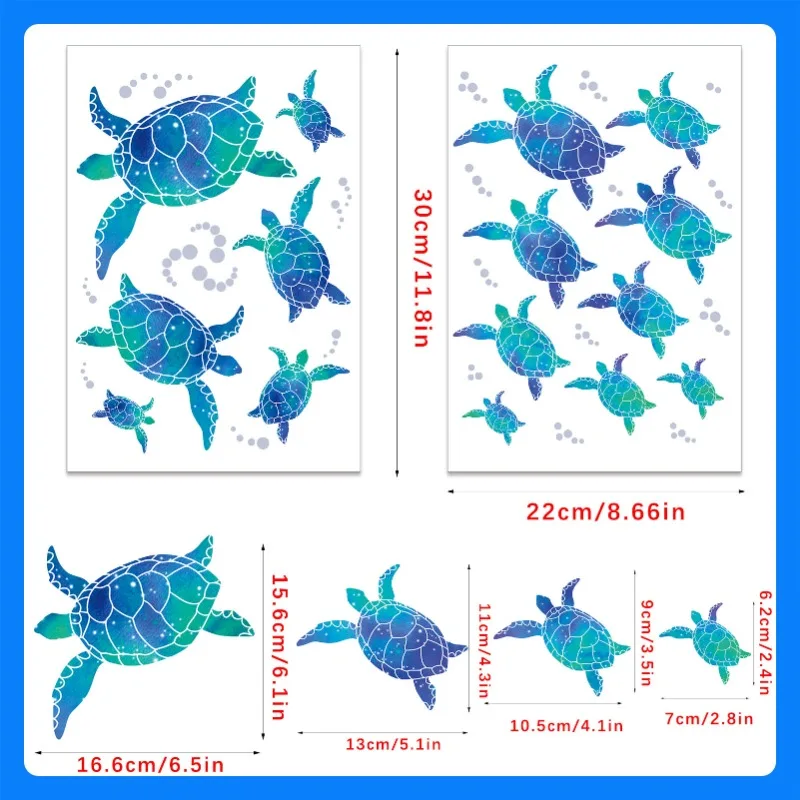 1 Sheet Sea Turtle Wall Stickers,Vinyl Underwater Ocean Waterproof Wall Decals for Home Office