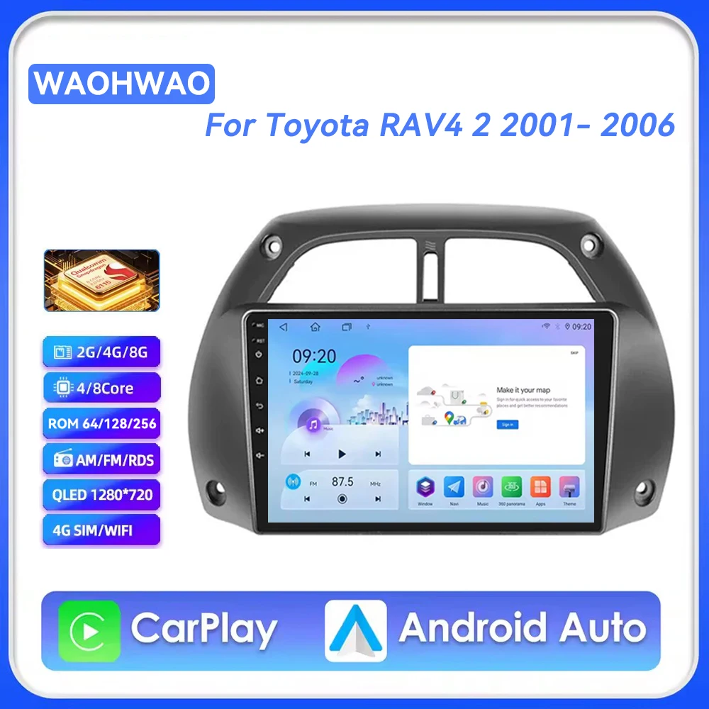 Android 16 Autoradio For Toyota RAV4 2 CA20 CA20W XA20 2001- 2006 Car Radio Multimedia Video Player GPS Wireless Carplay Auto