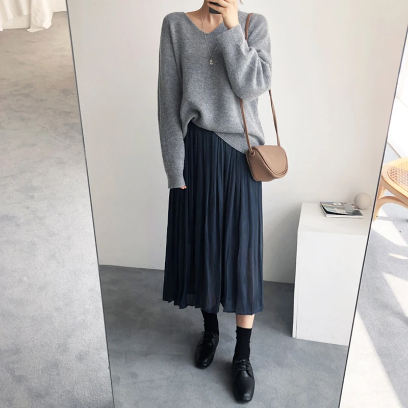 ay V-Ne maglione oversize da donna alla moda semplice Sle primavera autunno versatile strato base lavorato a maglia Top coreano Sle Pendolarismo