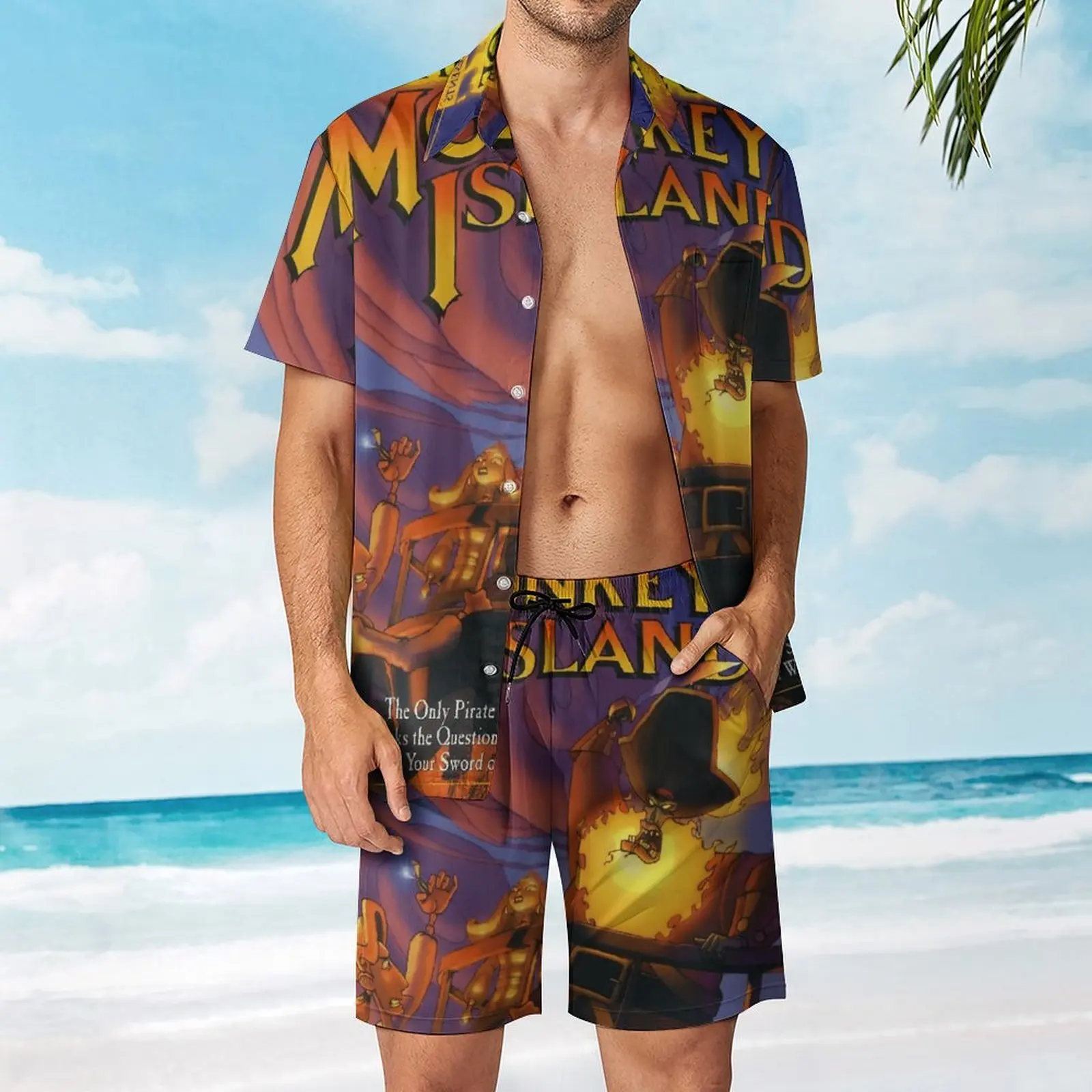 THE CURSE OF MONKEY ISLAND Men's Beach Suit Top Quality 2 Pieces Suit  top Quality  Running USA Size