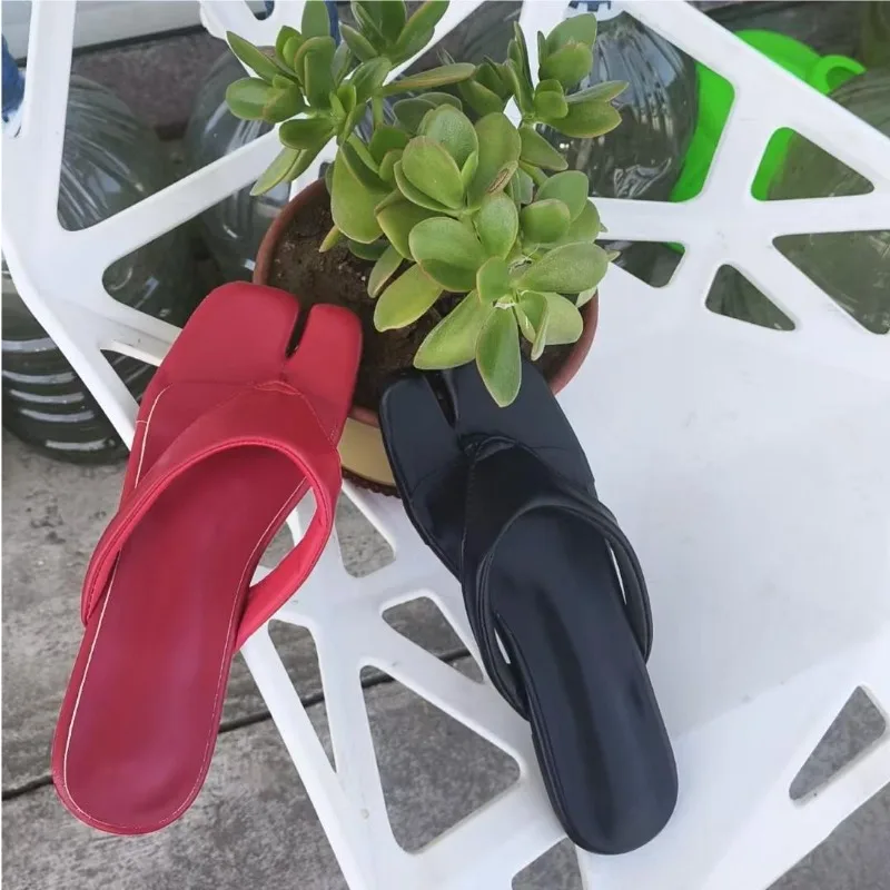Split toes Flats clogs Sandals Women Slippers Slides Shoes Square Toe Flip Flops Clip Toe Casual Summer Beach Walking Sandalias