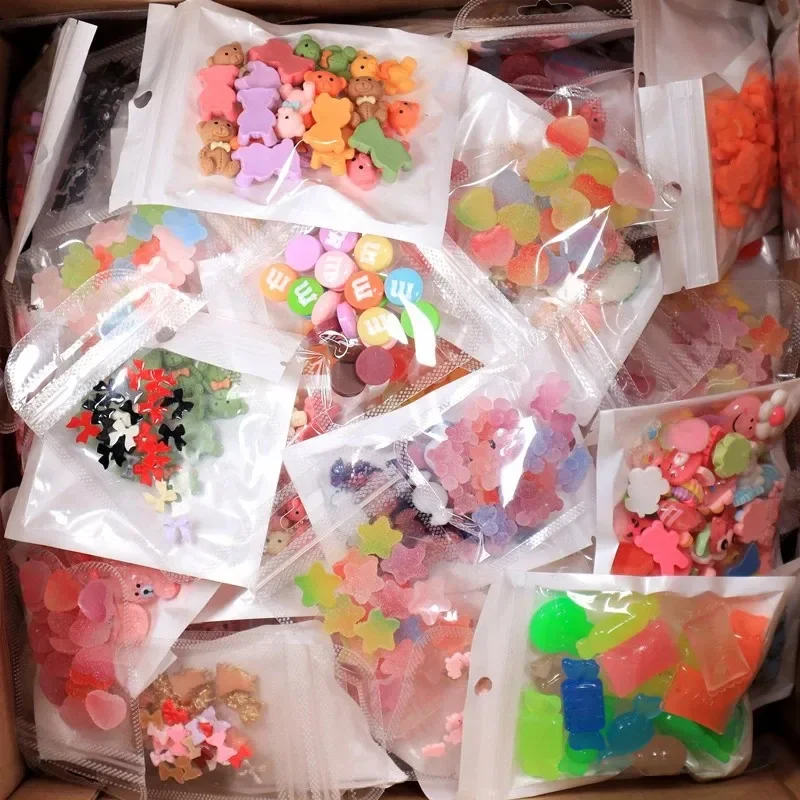 20pcs Pink Cartoon Nail Art Charms 3D Sunflower Resin Design Nail Decorations Kawaii Bear Manicure Jewelry Ornament Nail Supply