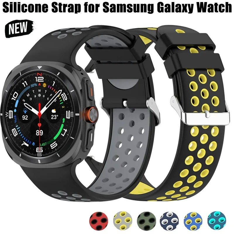 Silicone Strap For Samsung Galaxy Watch Ultra 47mm No Gaps Band Replaceable Two-tone Watchband Correa For Galaxy Watch 7 Ultra