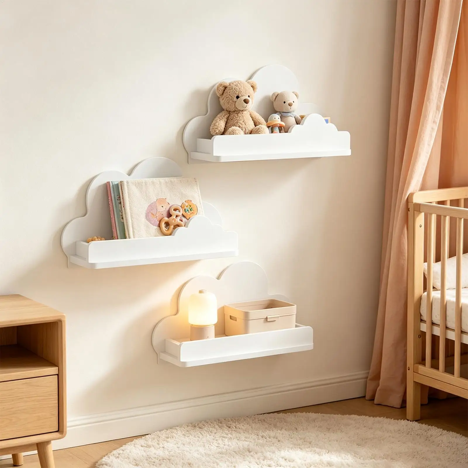 Floating Shelves 3 Pieces Cloud Display Modern Corner Organizer Floating Shelf Wall Decor Set For Home Living Room Kitchen