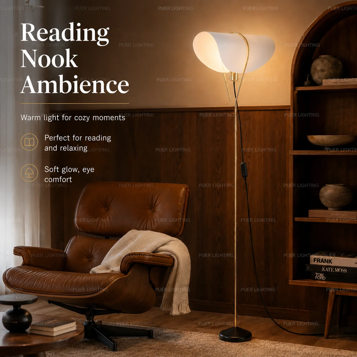 Floor Lamps, Standing Lamps for Living Room with Remote Control, Foot Switch/Push Switch, Paper Shade, Floor Lamp with E26 Bulb