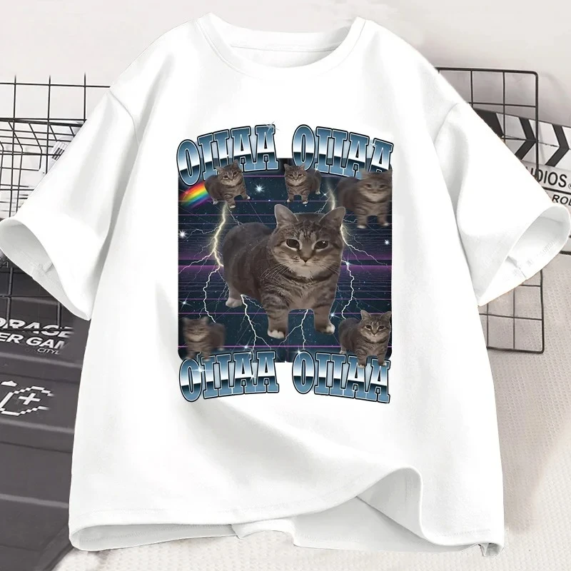 Funny Viral Oia Cat Meme Graphic T Shirts for Men Women Silly Cats T-shirt Oiiaa Oiiaa Cat Unhinged T Shirt Harajuku Clothes