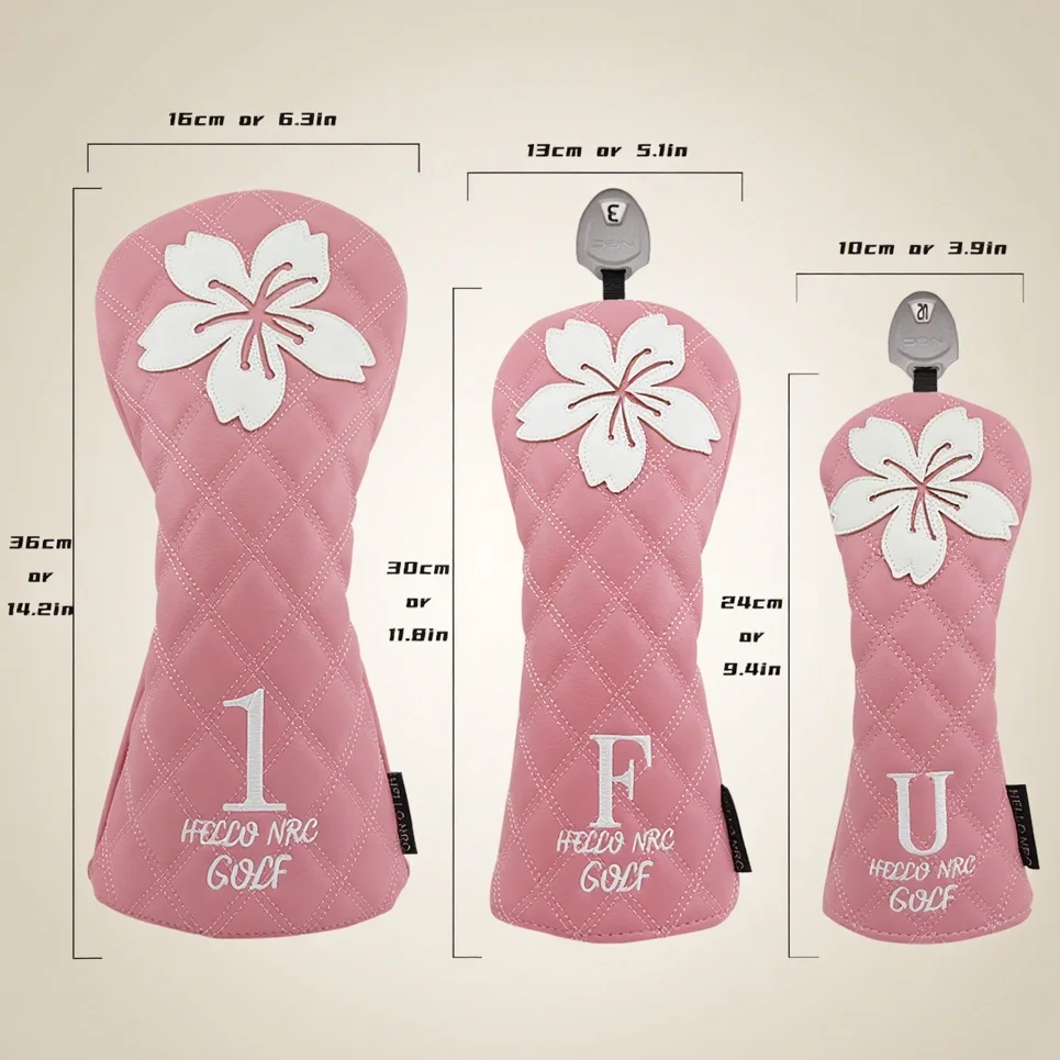 Capas de cabeça de golfe sakura da moda para motorista e madeira para amantes do golfe, capa de cabeça de material PU premium