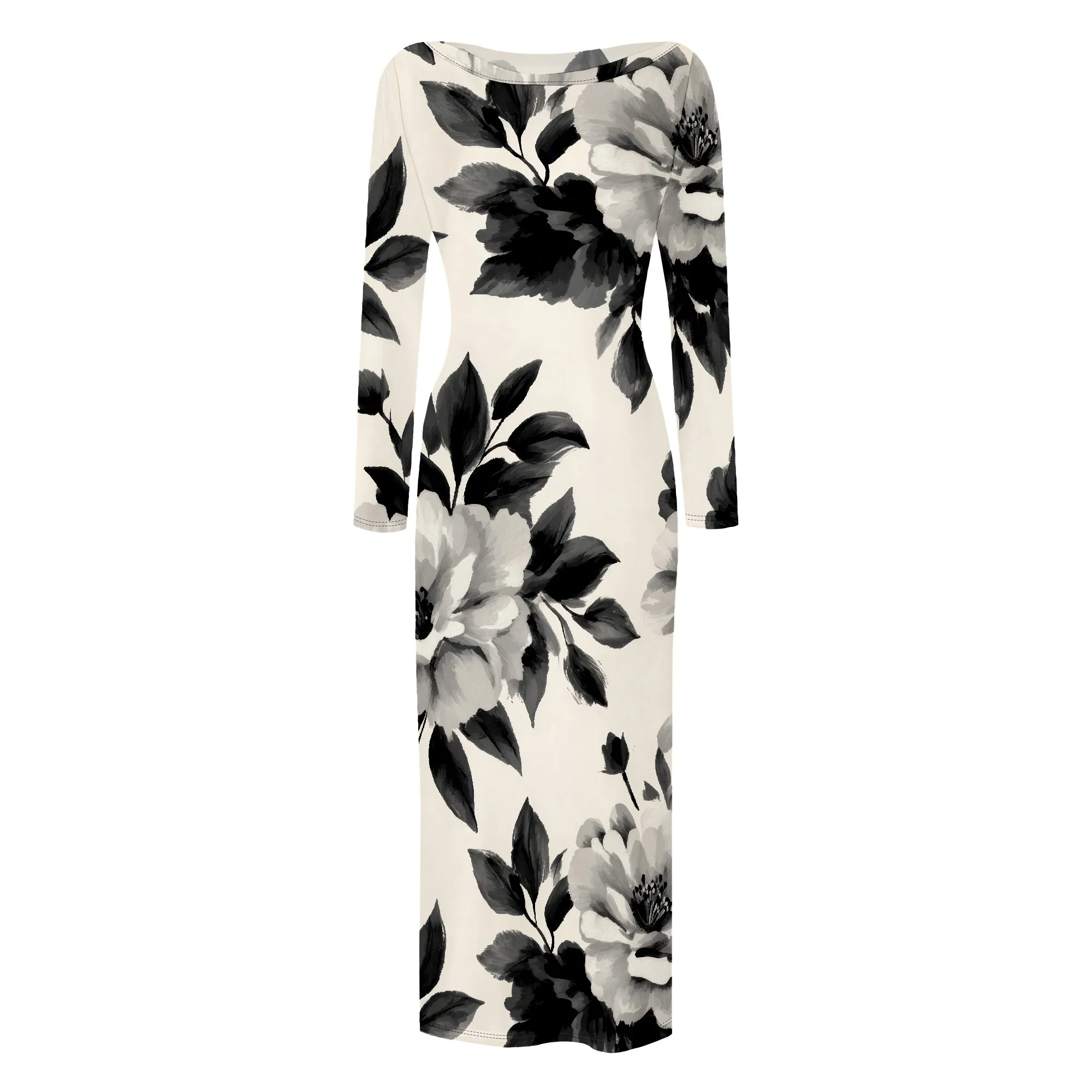 สตรีแขนยาว Maxi ชุดเข้ารูป Ruched ธรรมชาติ SLIM FIT Tie Dye ชุดค็อกเทลชุดตาข่าย