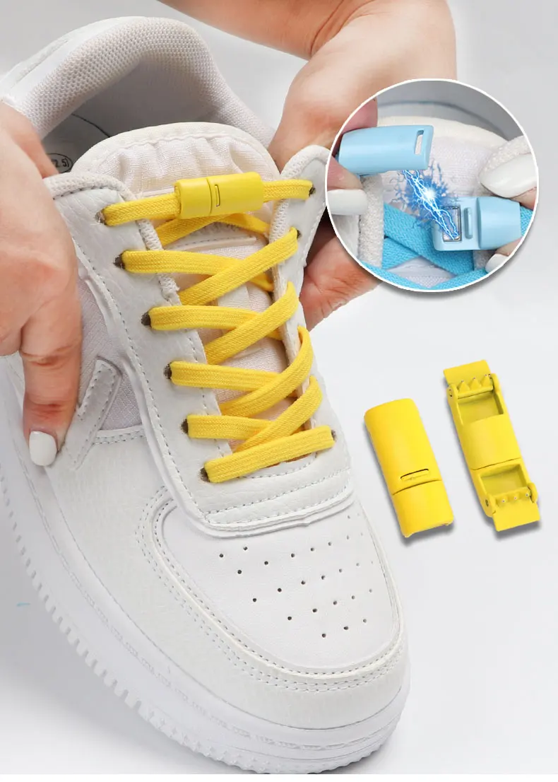 Magnetic Lock Shoelaces Elastic No Tie Shoe Laces Sneakers Shoelace For Kids and Adult One Size Fits All Shoes Shoestrings 1Pair