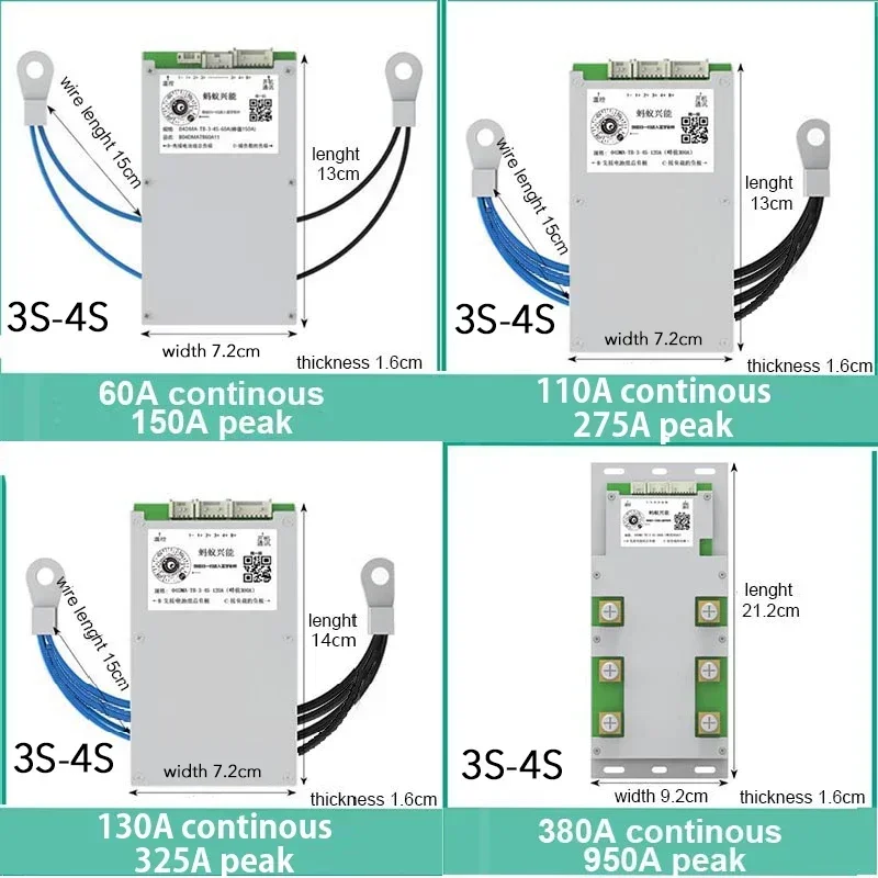 Smart 3S 4S ANT BMS 12V 950A 60A 150A 380A 300A Lifepo4 Li-ion Lipo Battery Protection Board Inverter Bluetooth APP PC Balance