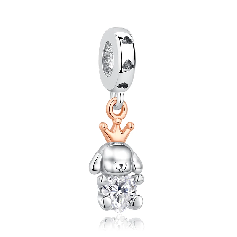 Original 925 Sterling Silber Charms Liebes-Tiermotiv Hund Katze Pfotenabdruck Anhänger Perlen Passend für Marken-Armbänder Halsketten Damen DIY Schmuck