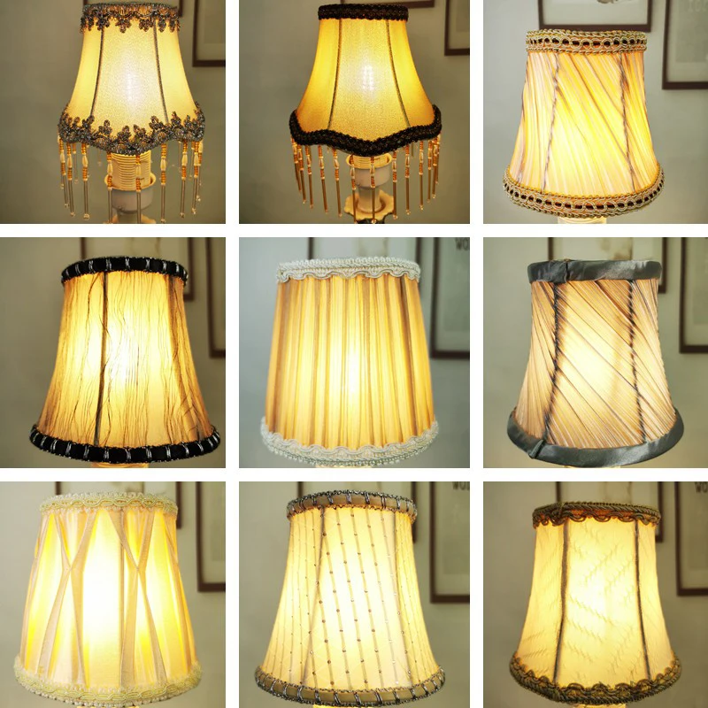 European Retro Style Chandelier Lamp Shade Cloth Wall Lamp Shades Bedroom Bedside Home Decor Clip Bulb Wall Lamp Cover E27/E14