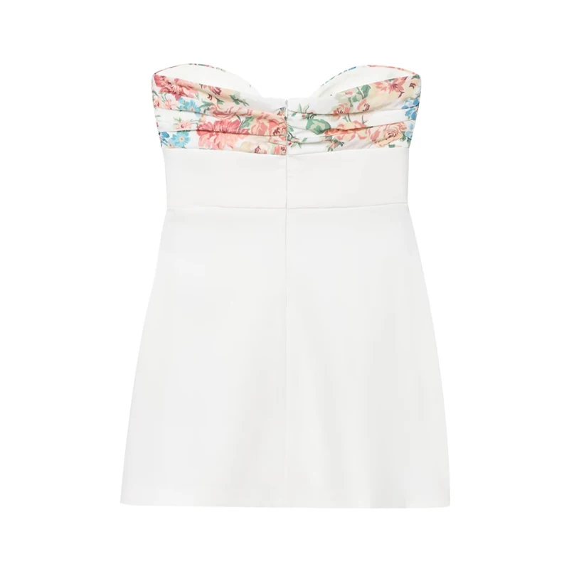 MUJER 2025 Sukienka damska z odkrytymi ramionami Krótkie sukienki dla kobiet Sukienki imprezowe z nadrukiem Szal Damska letnia sukienka mini bez pleców Damska