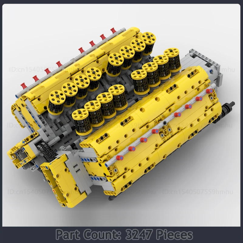 MOC Building Blocks GBC Module V16 Engine With Dual Pushrod Valvesystem An Natural Aspiration Model Technology Bricks Toys Gifts