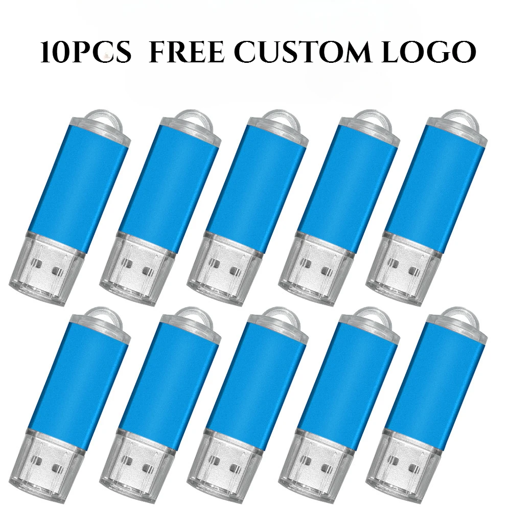 10PCS/LOT Custom LOGO Metal Pendrive Key USB Flash Drive 2.0 4GB 8GB 32GB 64GB Storage Device  Memory Stick good gifts