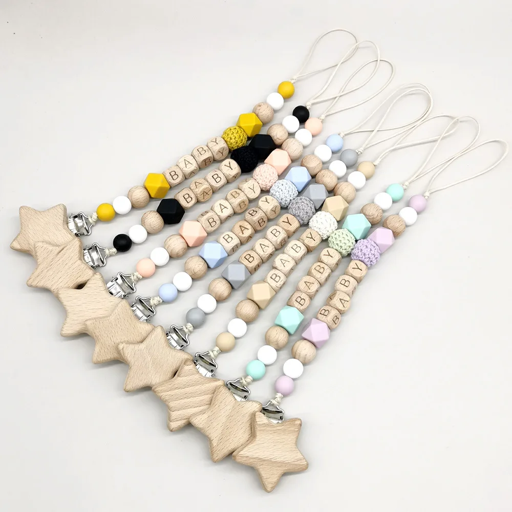 

Custom Personalized Name Pacifier Holder Chain Nipple Clip Teether Baby Teething Toy Chew Gift Newborn Accessories