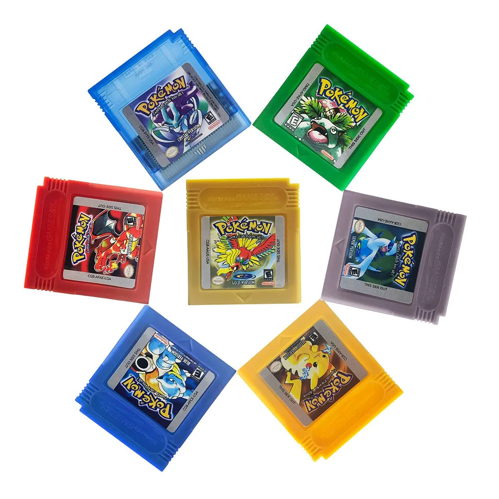 Retro GBC Game Cartridge 16Bit Video Game Console Pokemon Series Crystal Gold Silver Red Blue USA Version Hobby Collection Gift