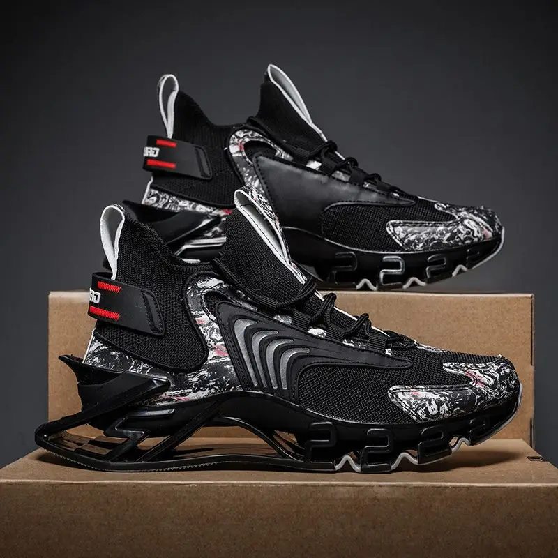 Fall 2025 Men's Casual Running Shoes Breathable Sneakers Comfortable Sneakers Blade Design Shock-absorbing Large Size