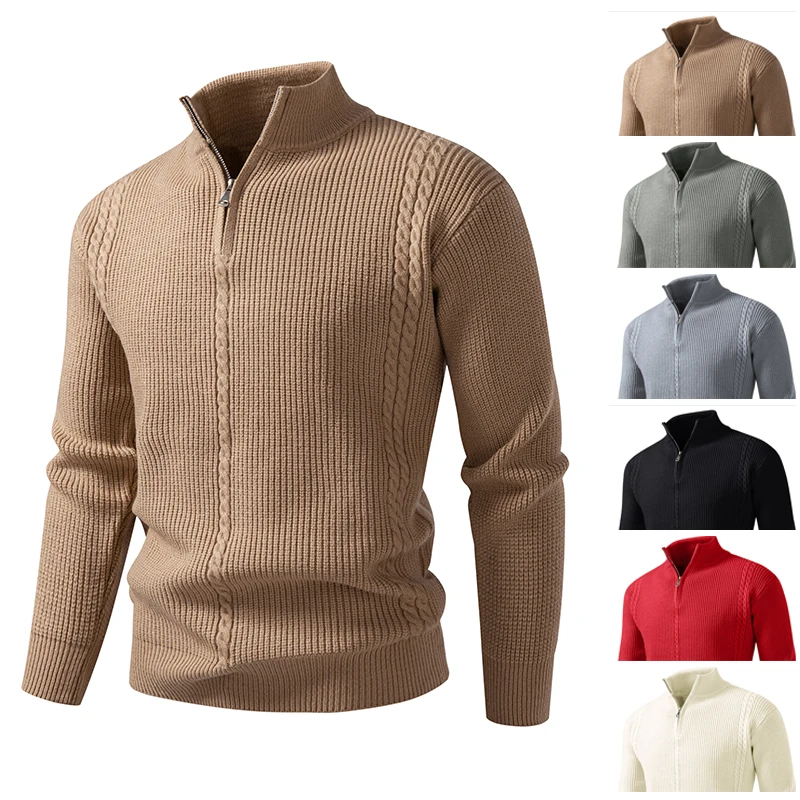 

2025 New Men's Thick Warm Fashion Long Sleeved Casual Pullover Knitted Sweater Men