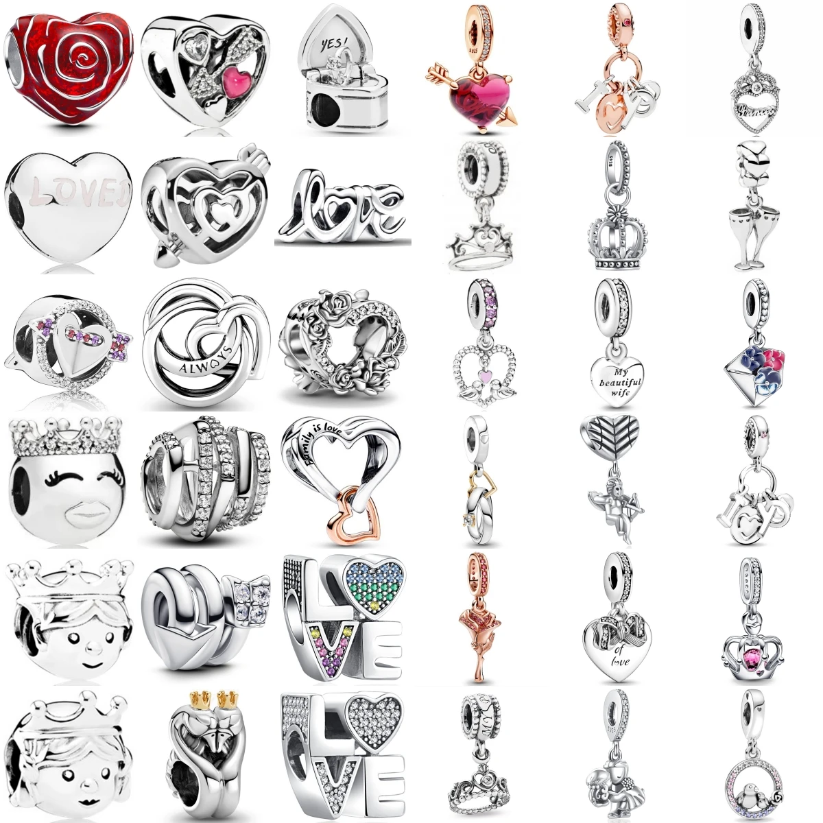 2025 New Cupid Crown Charm Fit Original Bracelet Shining Bead DIY Women Jewelry Gift 925 Silver Jewelry Party Gift Accessories