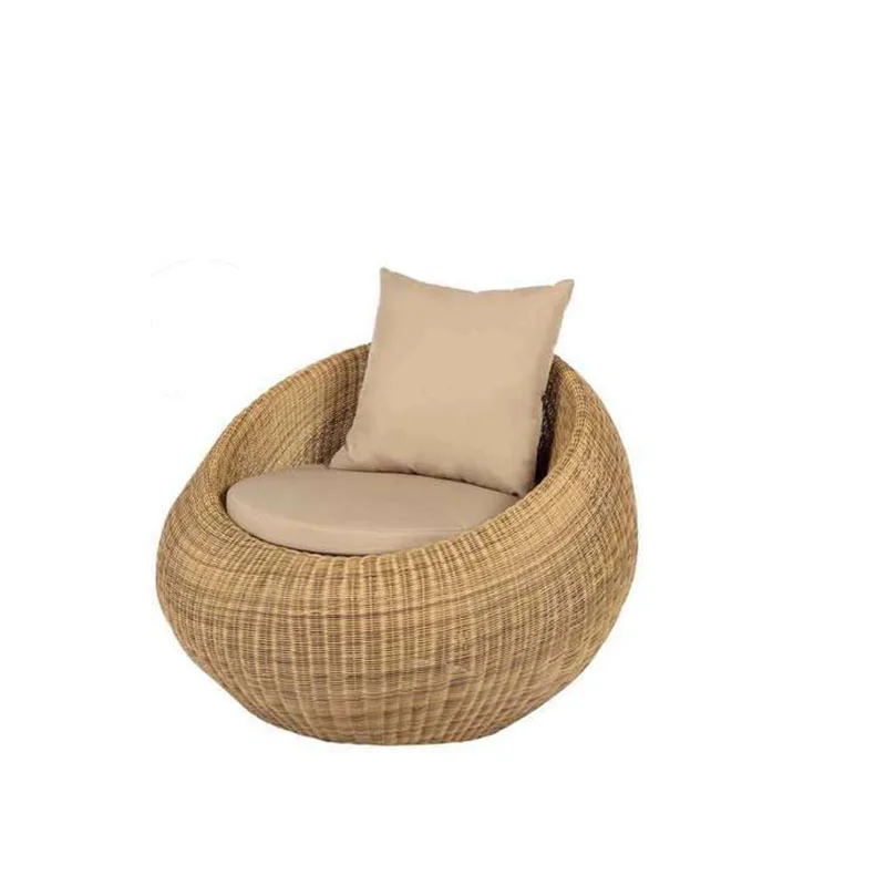 

Outdoor round rattan sofa courtyard open-air semi-circular recliner garden balcony rattan chair three-piece