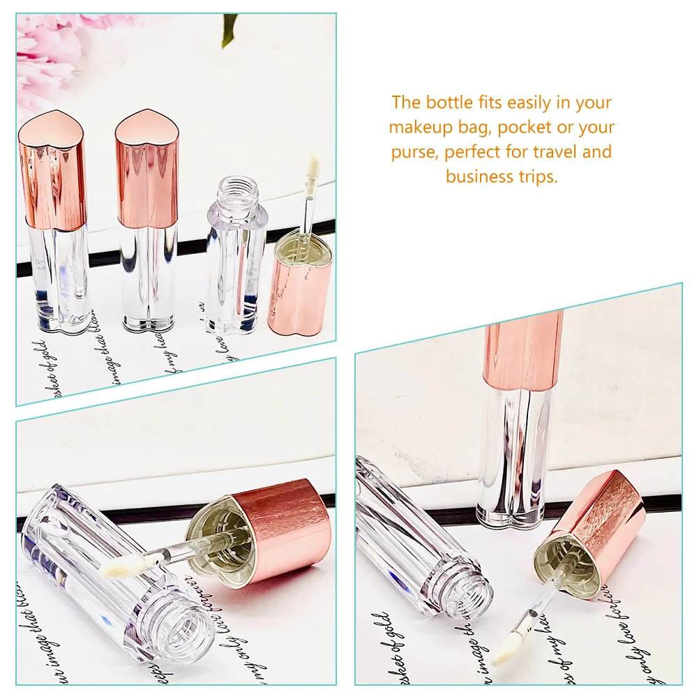 4개 투명 글로스 병 빈 리필 가능한 립 컬러 용기 완드 포함 소형 립 글로스 튜브 DIY 여행용 메이크업