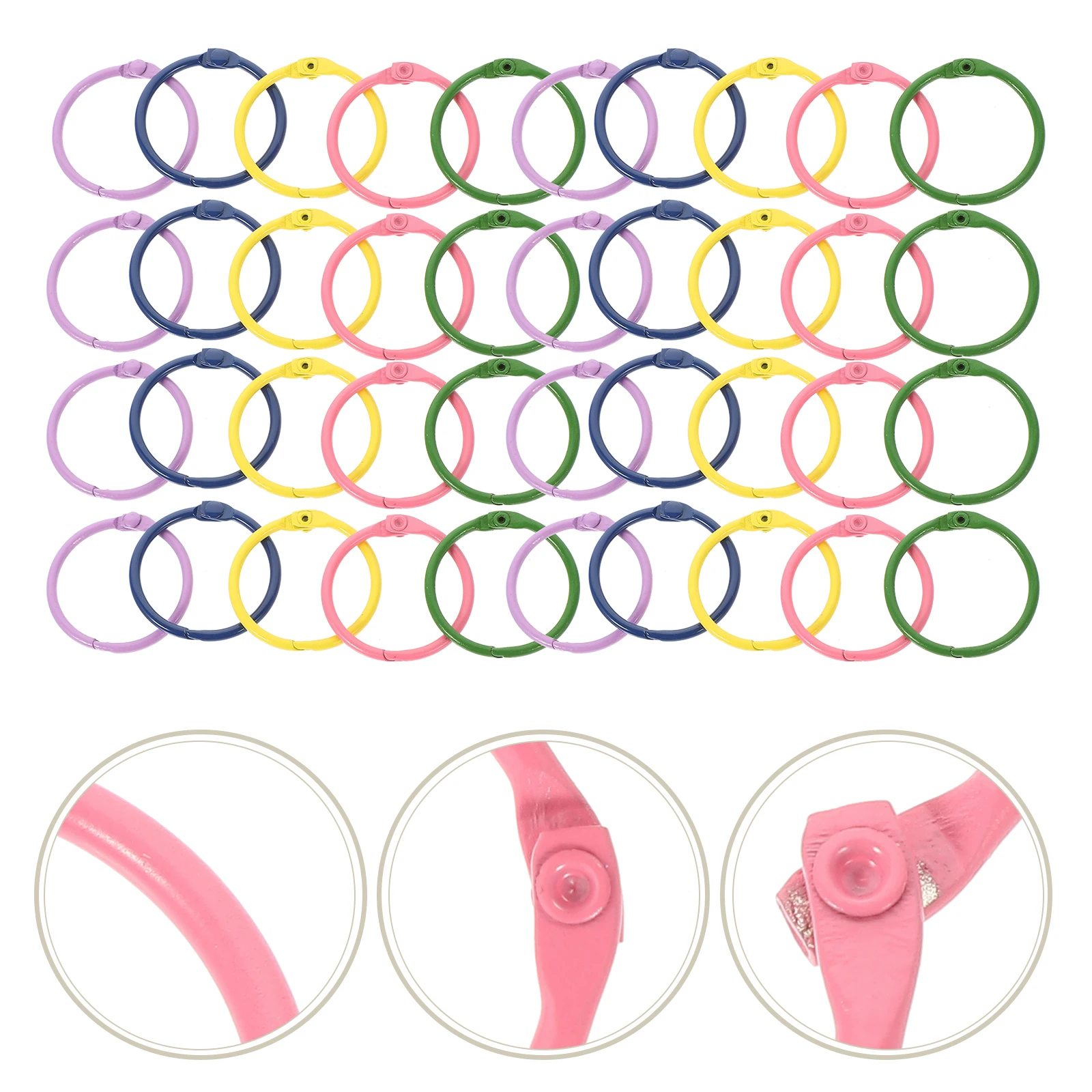 

50pcs Colorful Enamel Binder Metal Book Rings For Flash Cards Loose Leaf Binding Lightweight Office Supplies Diy Keychain Key