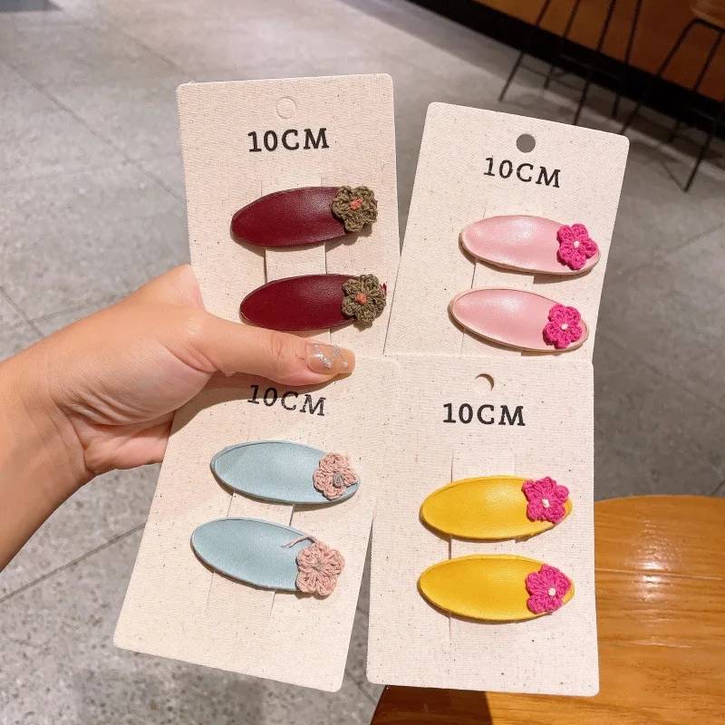 

Заколка для волос для маленьких девочек из искусственной кожи, однотонная заколка с цветком BB, заколка для челки, заколка для волос для девочек, простая боковая заколка для волос, детские заколки для волос ZX07