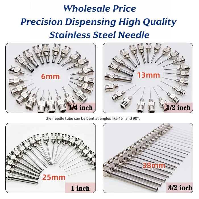 Whosale Precision All Stainless Steel Needle 1/4''1/2 '' 1inch 3/2'' Dispensing High Quality Glue Dispensing Blunt Needles