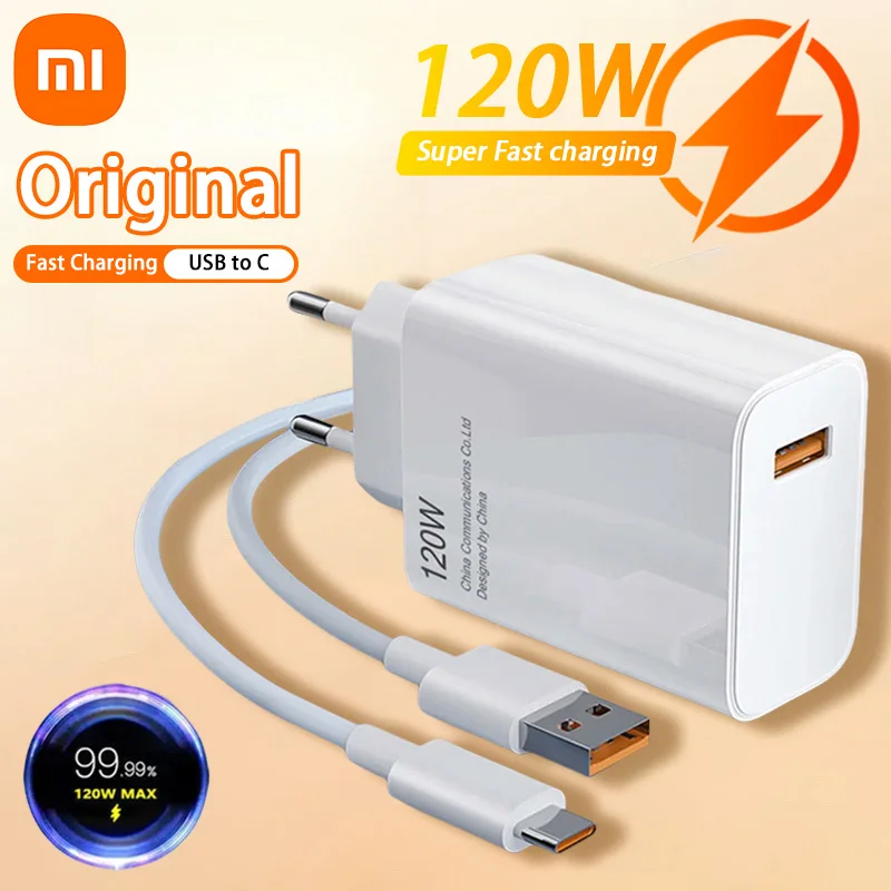 Xiaomi 120W USB Fast Charger Mobile Phone Charger Adapter QC 3.0 Quick Charging 6A USB Type C Cable For Xiaomi Huawei Samsung