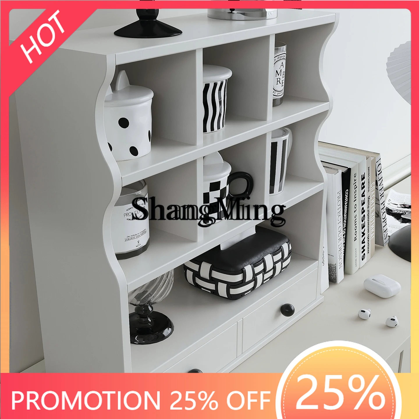 

FG good-looking Solid Wood Cup Holder Desktop Storage Shelf Drawer Water Cup Living Room Cabinet