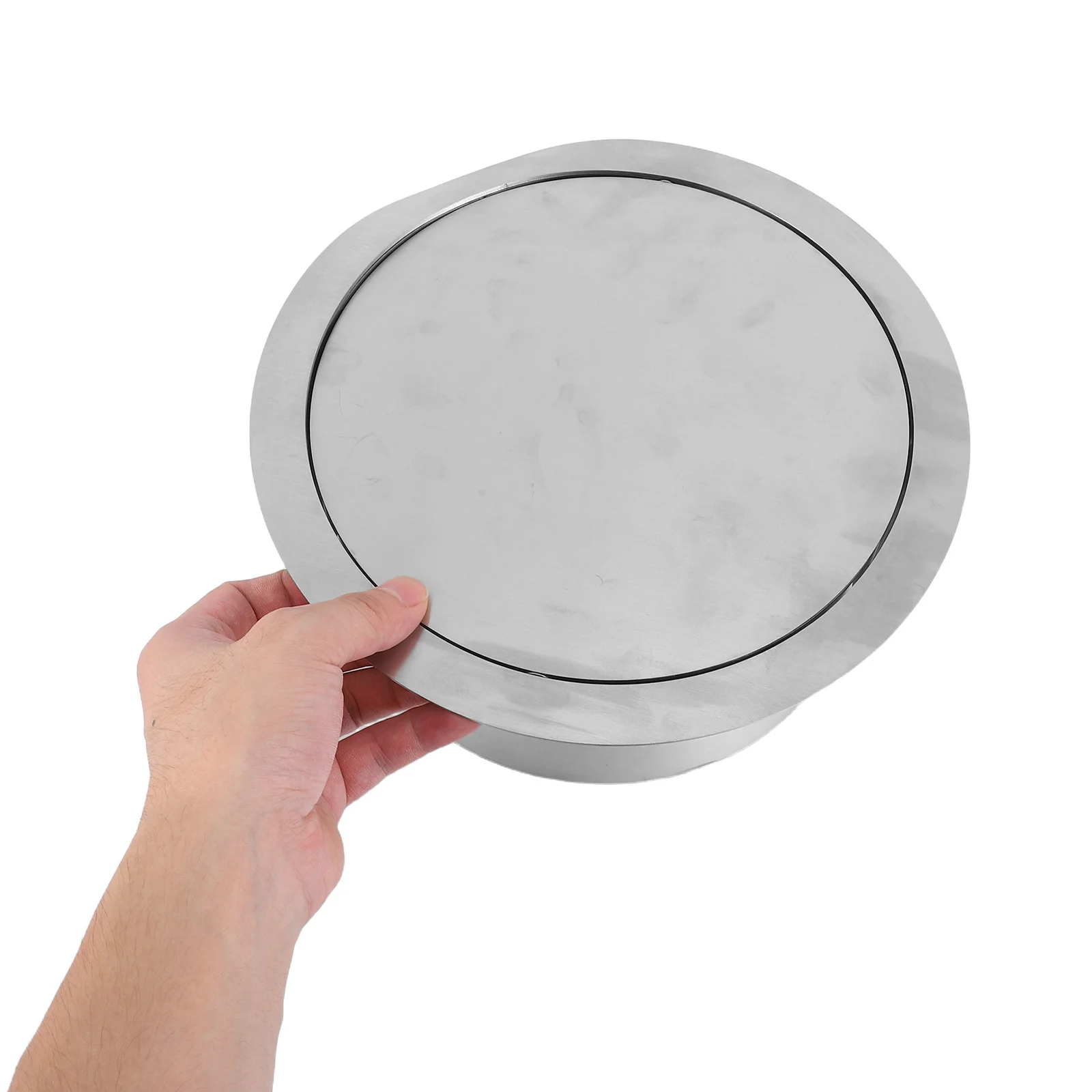 

24x24cm Stainless Steel Recessed Trash Can Lid Embedded Countertop Swing Flap Cover for Kitchen Bathroom Office Commercial Easy