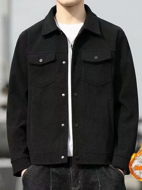 

Thiened Fce Lined Corduroy Jaet Men's Autumn Winter Casual Loose Workwear Collar Resistant to Dirt And Wear Top Clothes