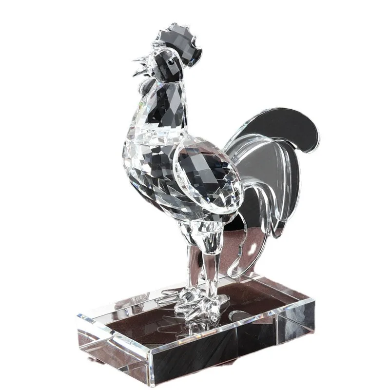 

Zodiac chicken crystal ornament, glass rooster model, farm ranch poultry simulation sculpture figure toy custom