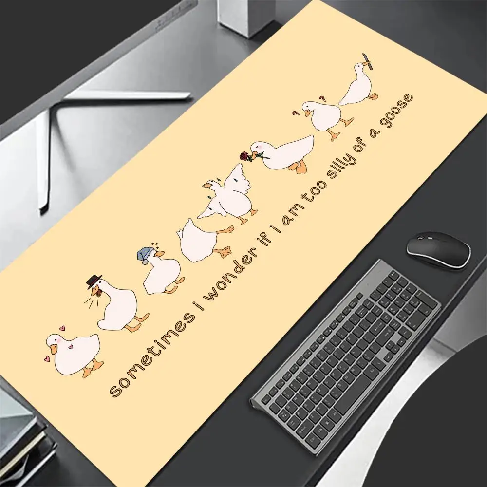 

Silly Goose Meme Mouse Pad Large Computer Office Game Table Mat XXL Rubber Anti-slip Stitched Edges Keyboard Mats Long Desk Pads