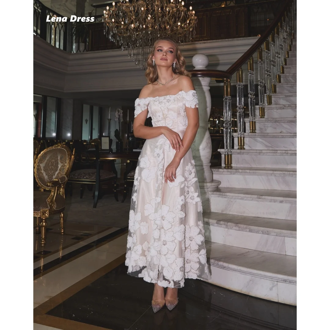 

Lena Wedding Luxury Prom Dress 2025 Luxury Evening Dress Long Prom Dresses for Special Occasions Flowers Off the Shoulders Party