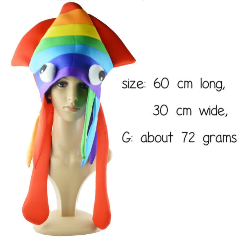 Funny Rainbow Squid Hat Yellow Flying Duck Hat Costume Accessories Halloween Carnival Fun Party Ocean Animal Octopus Headwear