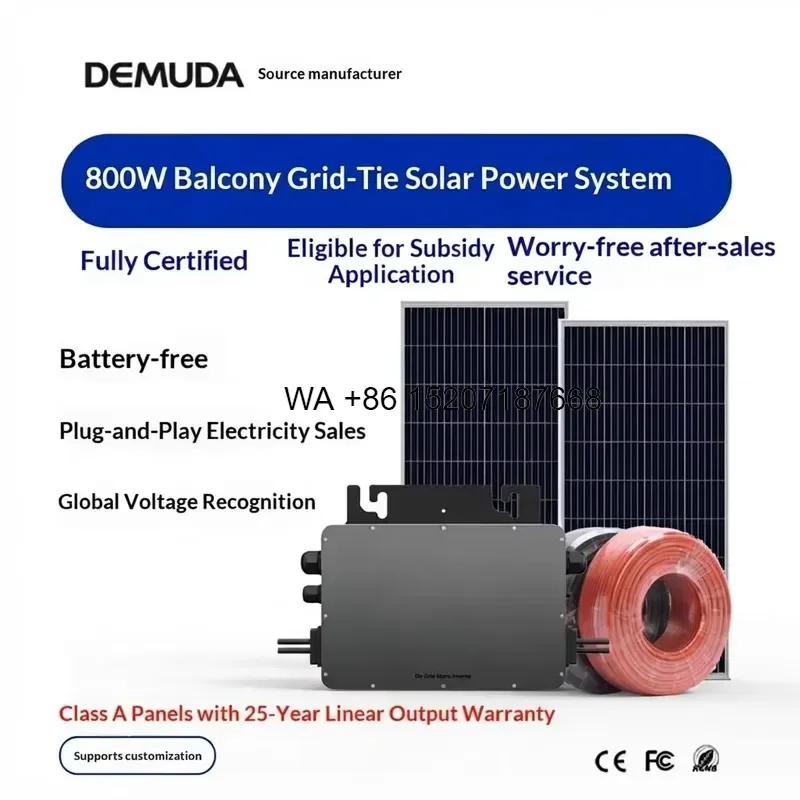 Wmwmnu for Mini 1000W Monocrystalline Silicon Solar Power System for Balcony with Battery Storage and Inverter Plug and Play